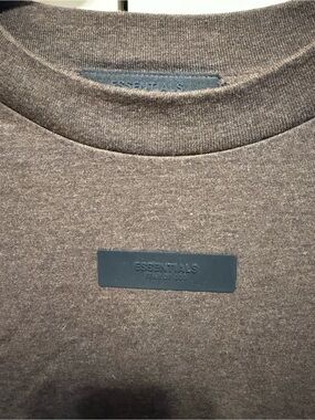 ESSENTIALS Men’s Brown Crewneck with Rubber Logo Patch
